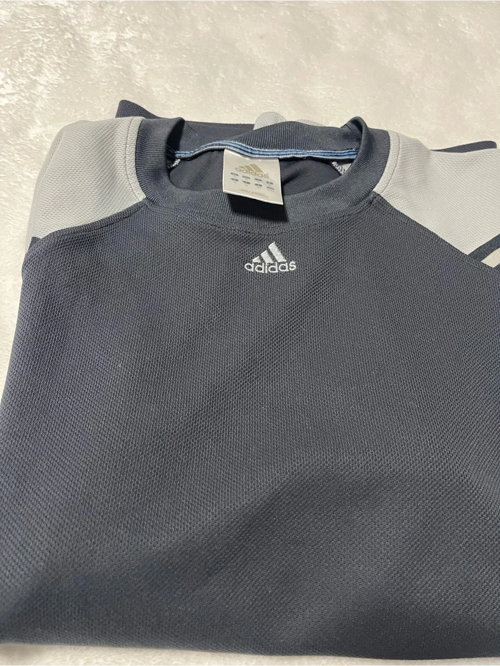 adidas Men’s Black Body with Light Gray Raglan Sleeve Crew